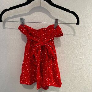 red flowy shorts